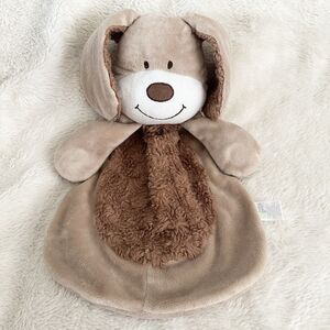 Baby Gear Tan Brown Puppy Dog Lovey 14" Plush Security Blanket Hand Squeakers
